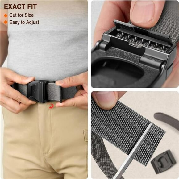 Mens Nylon Tactical Belt 2 Pack Quick Release Stretch Belt for Work or Hiking - Picture 5 of 7